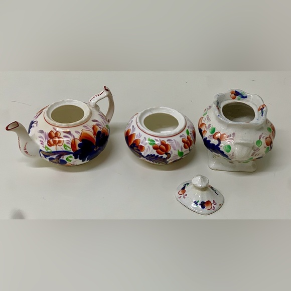 Antique Gaudy Welsh Grape Pattern Child’s Miniature Tea Set Pieces - Picture 13 of 16